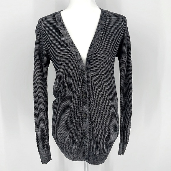Vince Hand Knit Linen Blend Cardigan Sweater Black & Gray Women’s Size: Small - Picture 1 of 8
